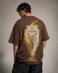 White Tiger Oversized T-Shirt – Brown Gold Edition