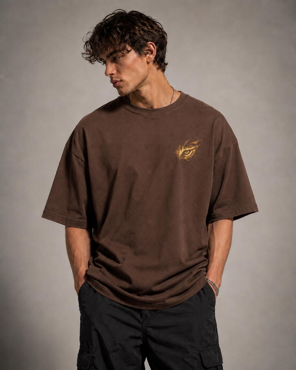White Tiger Oversized T-Shirt – Brown Gold Edition