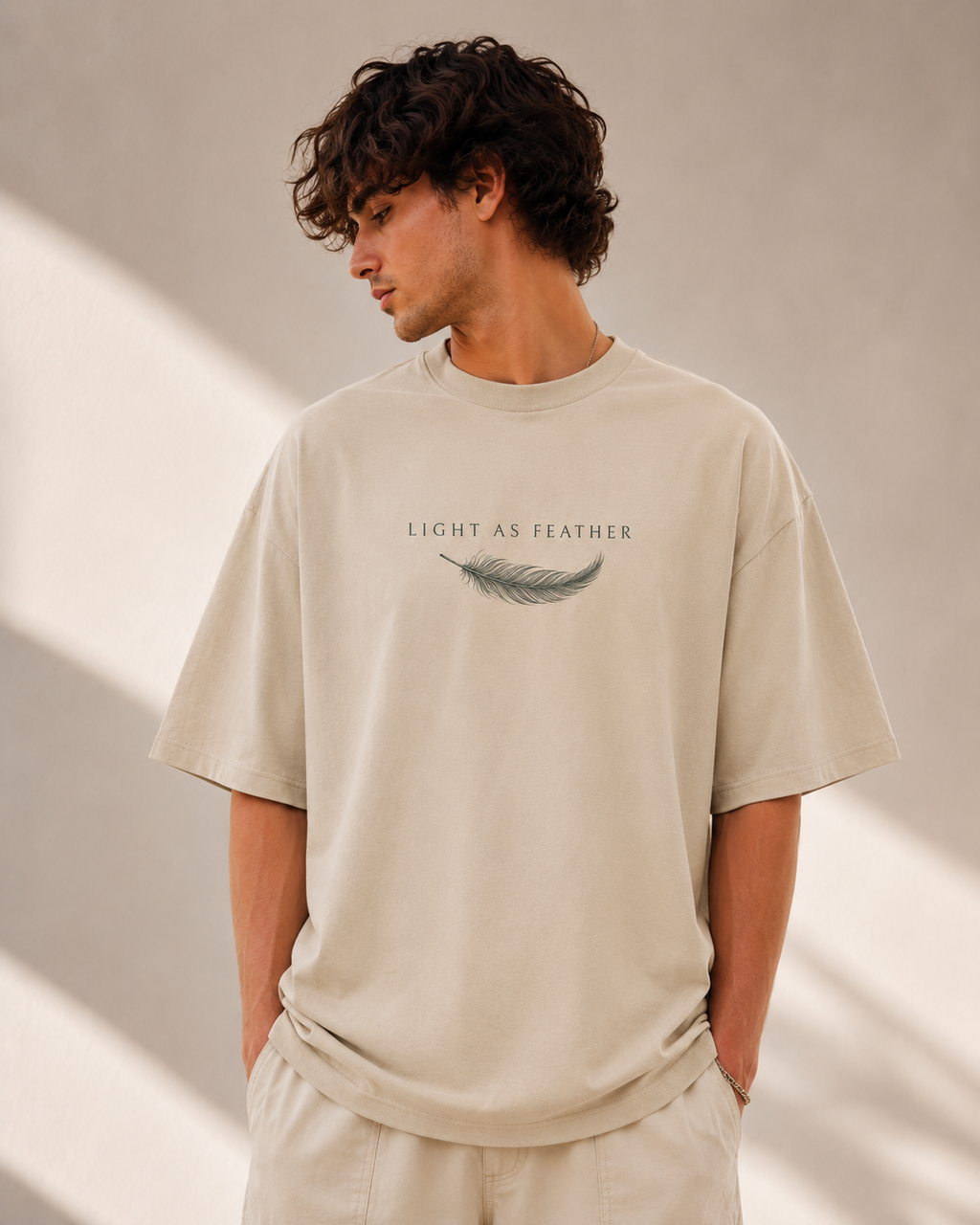 Light As Feather Oversized T-Shirt – Nature Feather Back Print