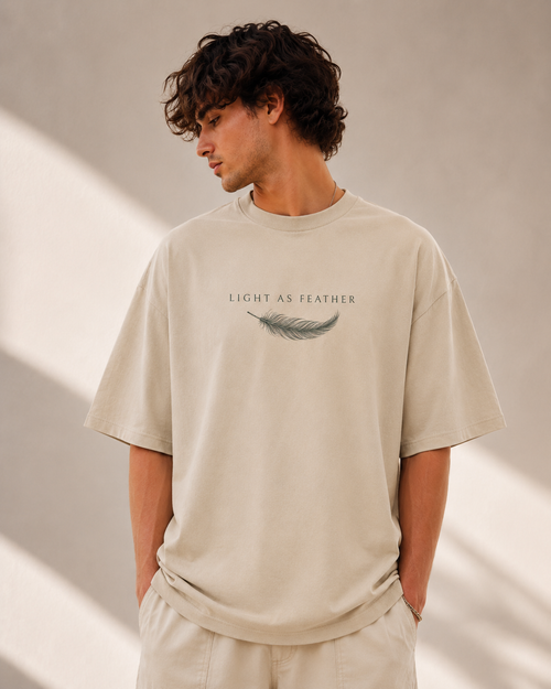 Light As Feather Oversized T-Shirt – Nature Feather Back Print